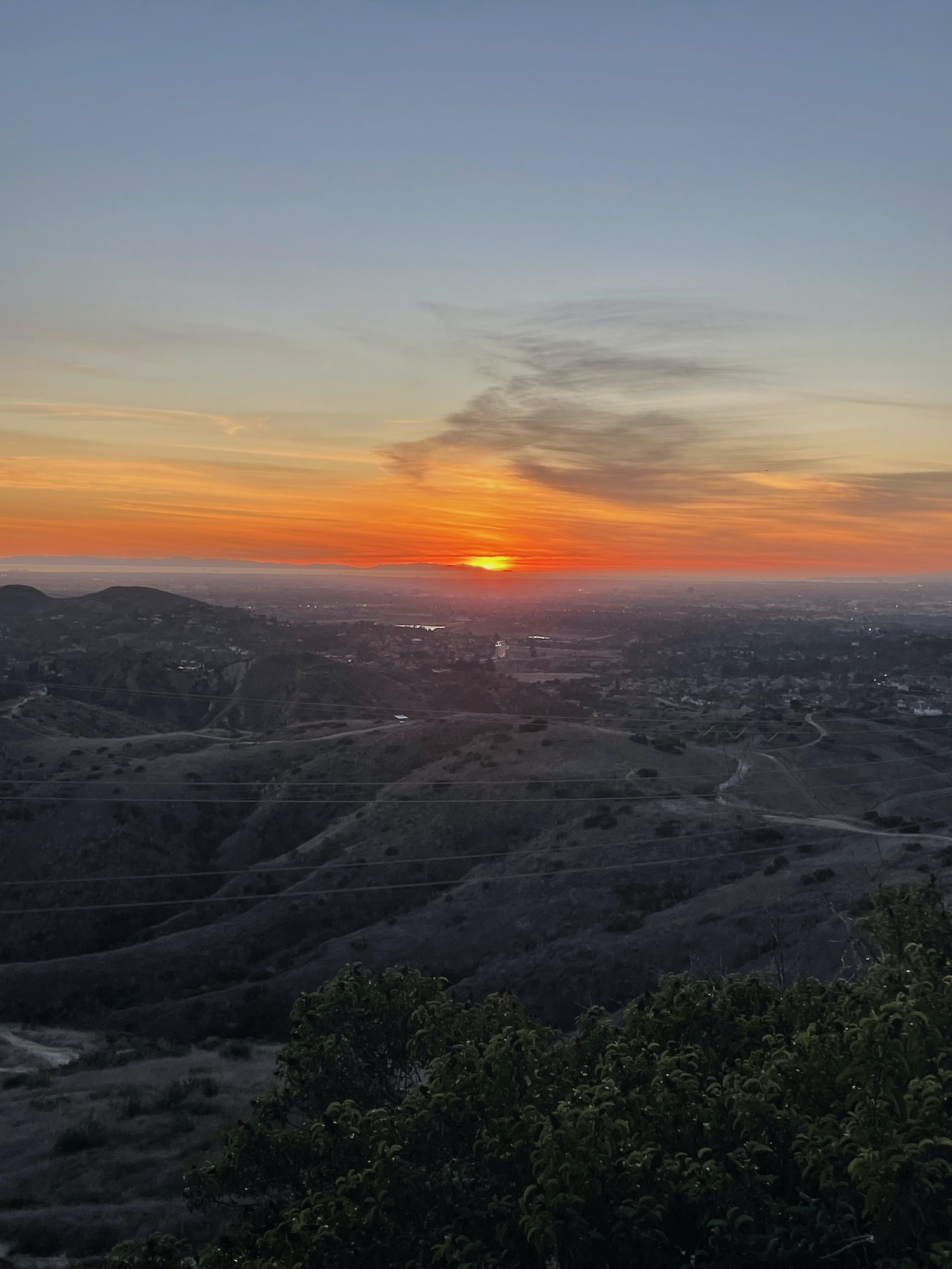 Sunset over pacific ocean - robbers roost vantage point - anaheim hills -1